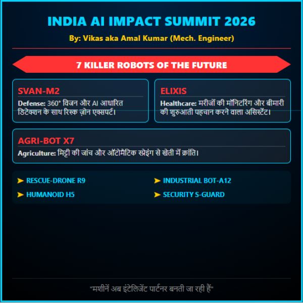 India AI Impact Summit 2026 Mein Dikhe 7 Killer Robots – SVAN-M2 aur Elixis Ki Details
