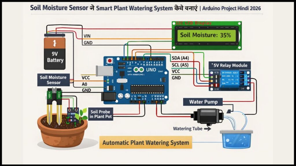 Soil Moisture Sensor से Smart Plant Watering System कैसे बनाएं Arduino Project Hindi 2026