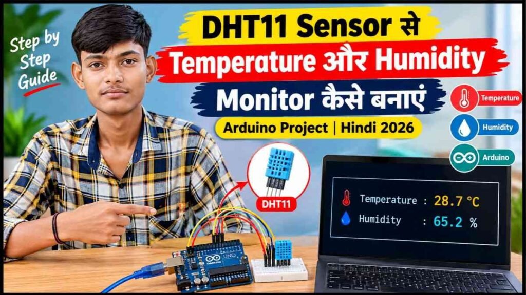 DHT11 Sensor से Temperature और Humidity Monitor कैसे बनाएं | Arduino Project Hindi 2026