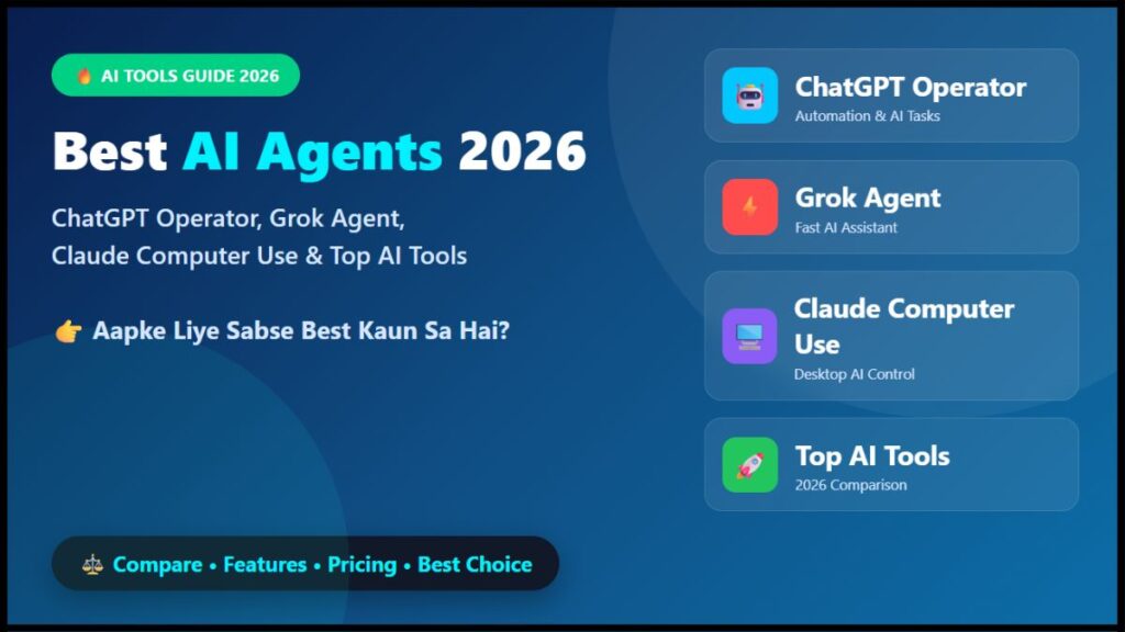 Best AI Agents 2026 ChatGPT Operator, Grok Agent, Claude Computer Use और Top Tools – Aapke Liye Sabse Best Kaun Sa Hai