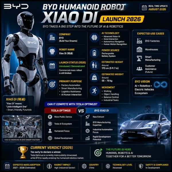 BYD Humanoid Robot Xiao Di Launch 2026 – क्या ये Tesla Optimus को टक्कर देगा